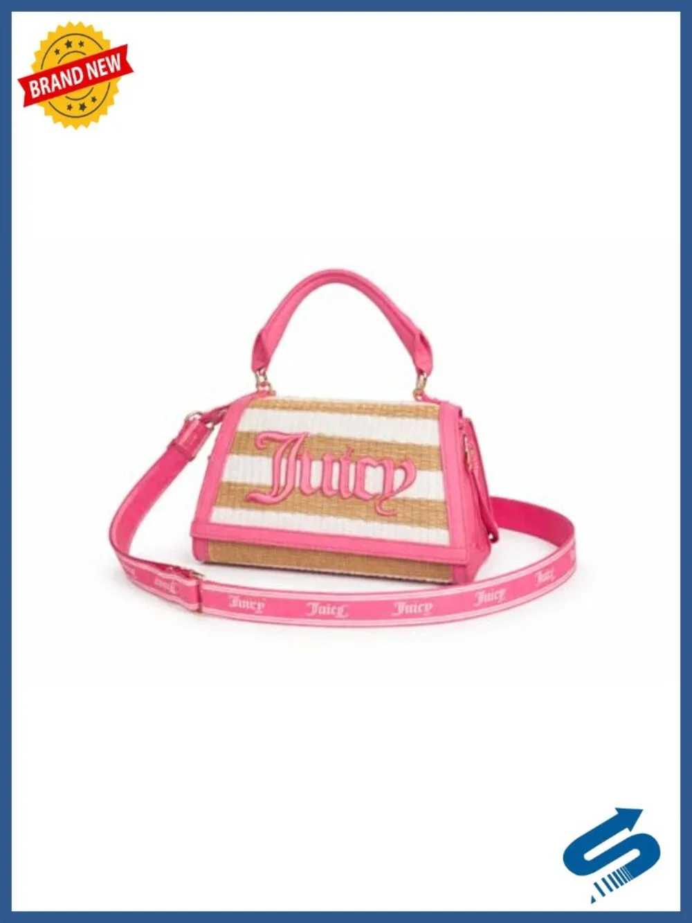 Juicy Couture Gelato Mini Crossbody Bag Convertible Top Handle Straw Stripe